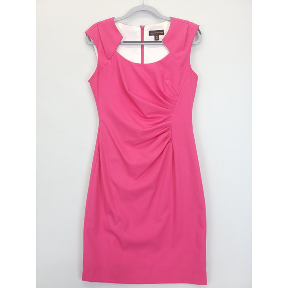 Dana Buchman Sheath Dress Ruched Cap Sleeve Women 10 Fuchsia Office Feminine - Picture 15 of 15